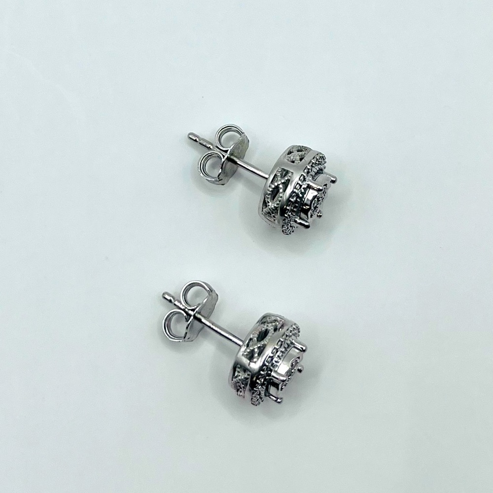Round Natural Diamond Stud Earrings - Picture 5 of 7